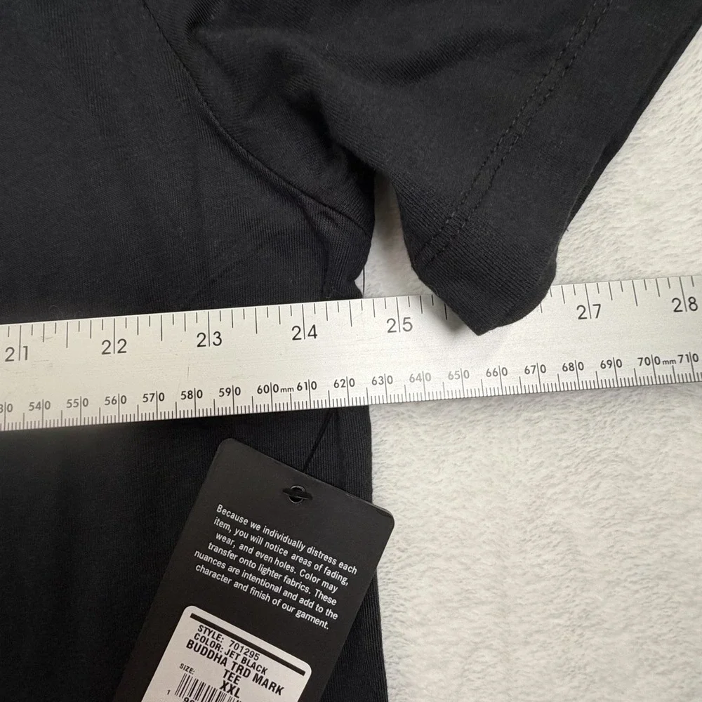 True Religion Men T Shirt 2XL Black Short Sleeve Buddha Logo Retail $62